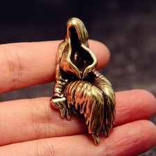 1Pc Vintage Pure Brass Carved Ghost Statue Home Decoration Crafts