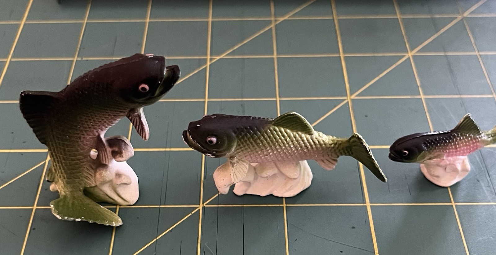 3 Miniature Resin Fish Rainbow Trout Figurines Three Sizes