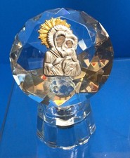 Creazione Artistica Italy Crystal Diamond Cut Metal Madonna & Child Paperweight