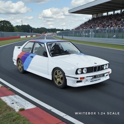 BMW M3 E30 (1989) by Whitebox   1:24 Scale Diecast Model Racing Car DTM White
