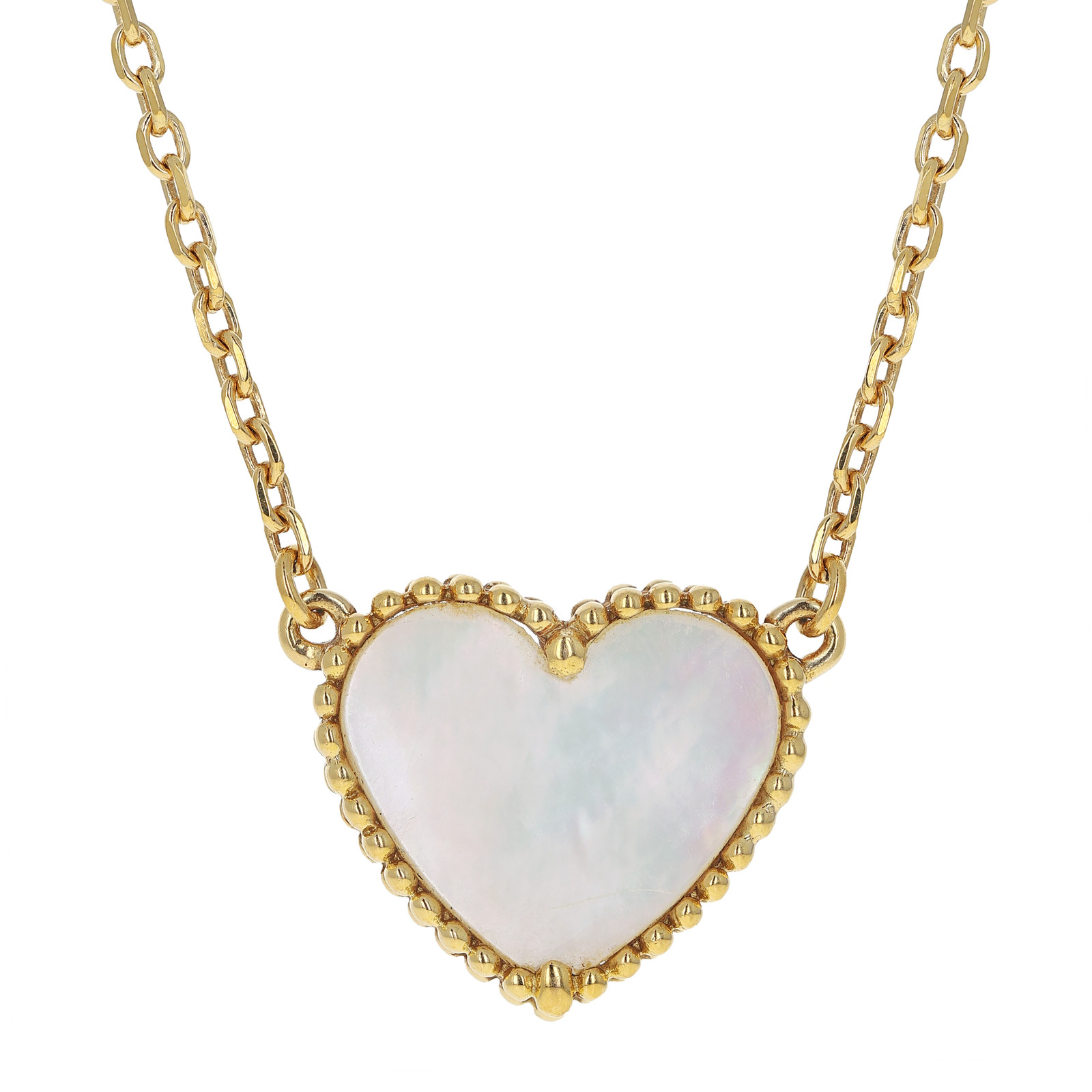 Van Cleef & Arpels Lucky Alhambra 18k Yellow Gold MOP Pendant Necklace
