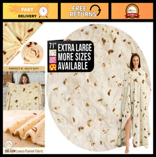 Extra Large Burrito Tortilla Throw Blanket - Cozy 71" Double-Sided Taco Wrap, So