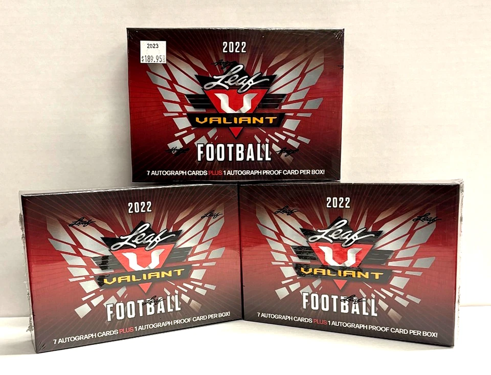 2022 Leaf Valiant Football 8 Autos Factory Sealed Hobby Box Lot of 3 - Image 3 of 3