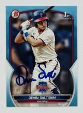 DEVIN SALTIBAN Phillies Autographed 2023 1st Bowman Card Sky Blue /499 #BD-2 COA
