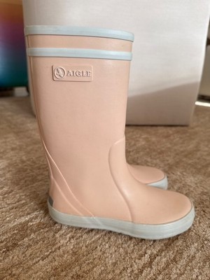 aigle girls lollypop kids rainboots US size 11 eur 29 retired color marshmallow