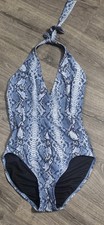Vince Camuto Snake Print One-piece Haulter Swimsuit Women's Size 12