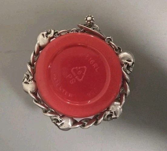 Pulsera calavera integrada plateada King Baby Studio para hombre Foto 3 de 4