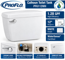 PROFLO PF6112WH Calhoun Toilet Tank 1.28 GPF 12  Rough-In White WaterSense