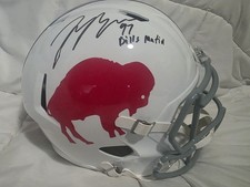 Joey Bosa Signed Bills Inscribed FS Rep Helmet - Standing Buffalo 