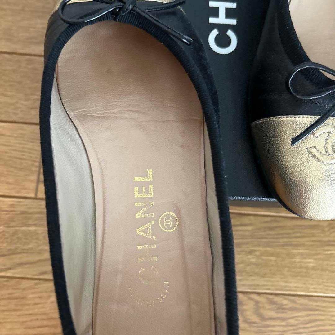 Chanel Flats Shoes Black X Gold With Coco Mark Size 37 US About7 For Women thumbnail 13