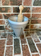 Vintage Cone Fruit Tomato Press Aluminum Pestle Sieve Strainer