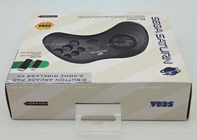 Sega Saturn Black 8-Button Arcade Pad 2.4 GHZ Wireless V2 Video Game Remote 2012