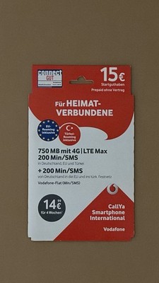 Vodafone CallYa International Prepaid Sim Karte 15  Startguthaben