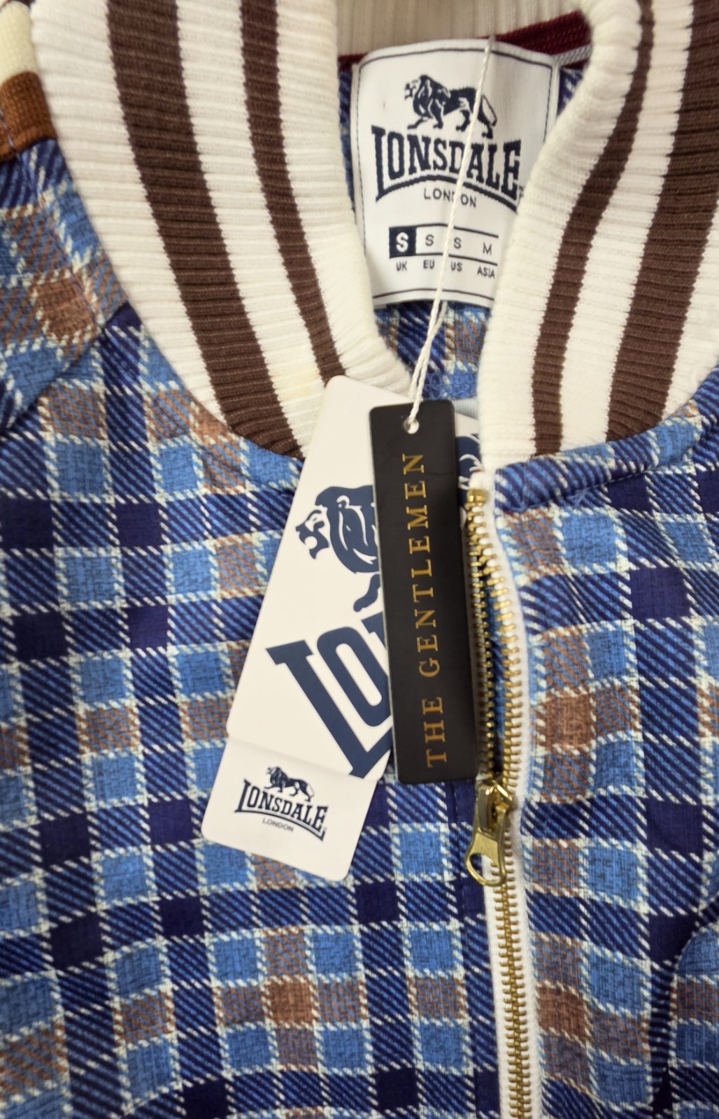 NWT Lionsdale London The Gentlemen Track Jacket Mens S Blue Plaid Colin Farrell image 4