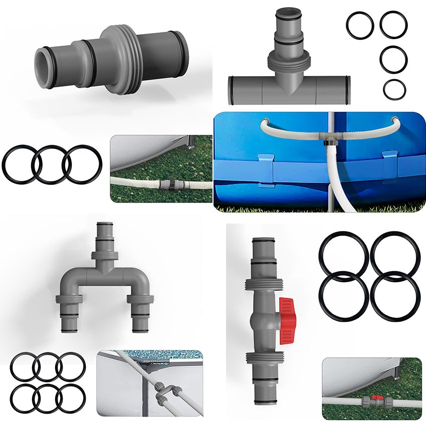 Adaptador de conector recto/conector en T para manguera de piscina Intex de 1,5 pulgadas