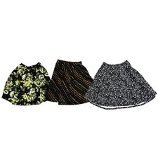 3 LuLaRoe Madison Skirts Women's Sz Medium Floral Geometric Pleated A-Line EUC