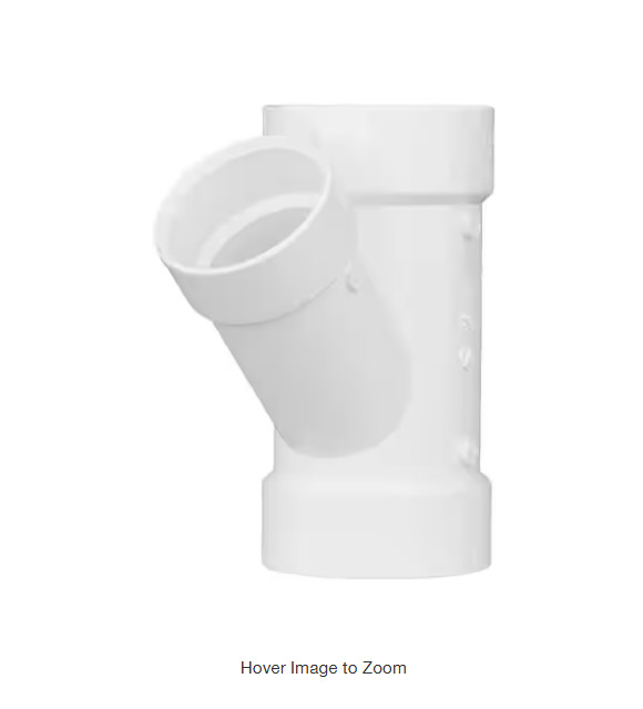 Charlotte Pipe 4 in. x 4 in. x 2 in. DWV PVC Wye Reducing Fitting  #1