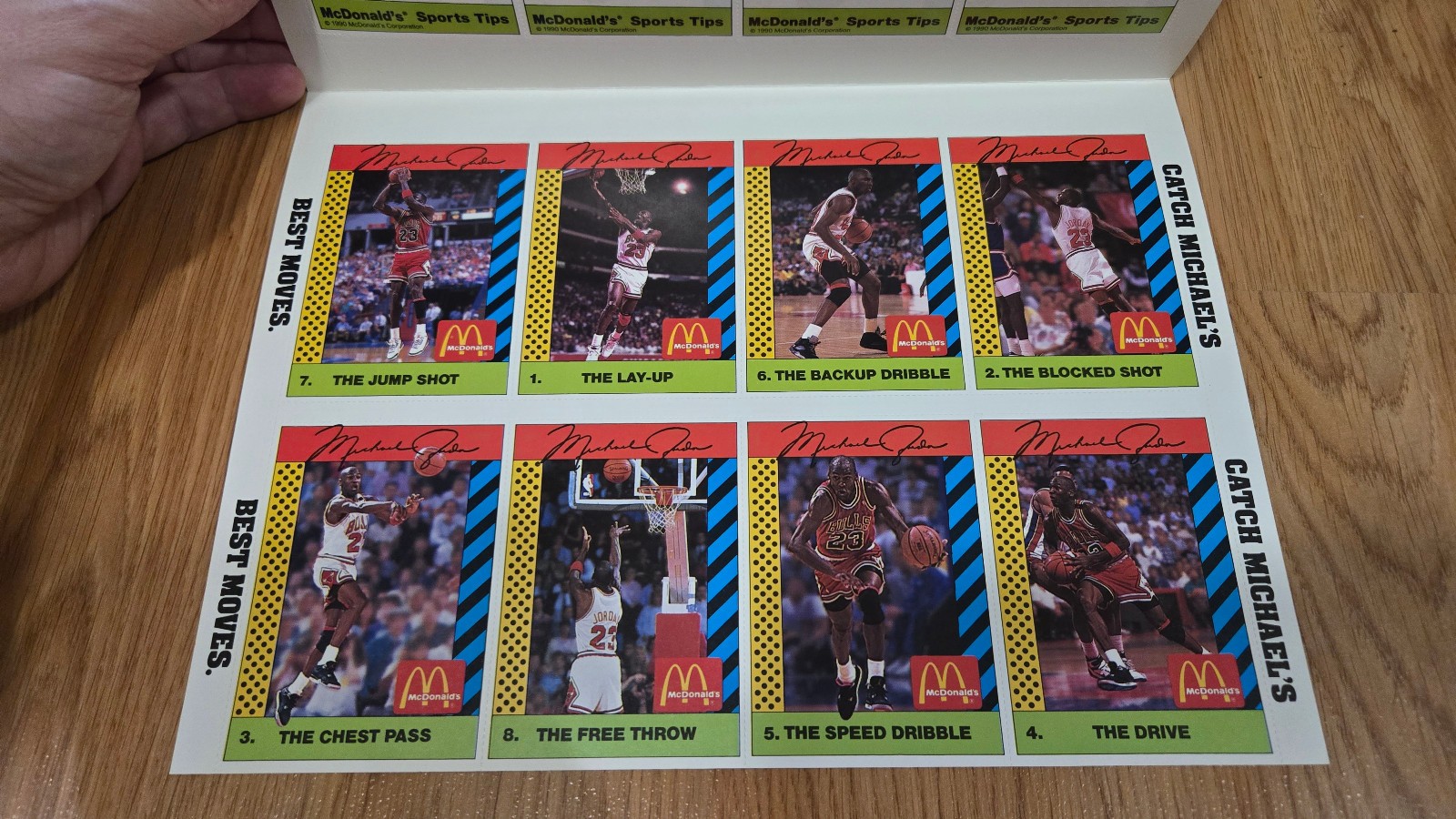 Michael Jordan McDonalds Promo Card Set UNCUT SHEET NBA Chicago Bulls 1990 NM