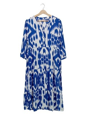 STREET ONE Langarmkleid Damen Kleid Gr. DE 40 blau-weiß Casual-Look