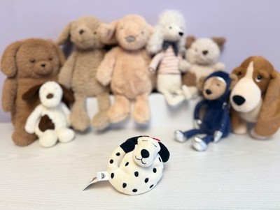 Jellycat sehr seltener Vintage weißer Schoß Hund Dalmatiner, brandneu mit Etikett