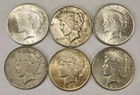 Lot Of 6  1923 Peace Silver Dollars 90% Silver