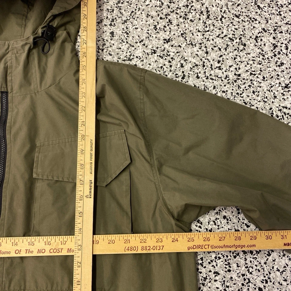 复古 Coleman Outdoors 男式尼龙夹克尺寸 L 绿色连帽全拉链 Tech Y2K — 第 2/4 张图片