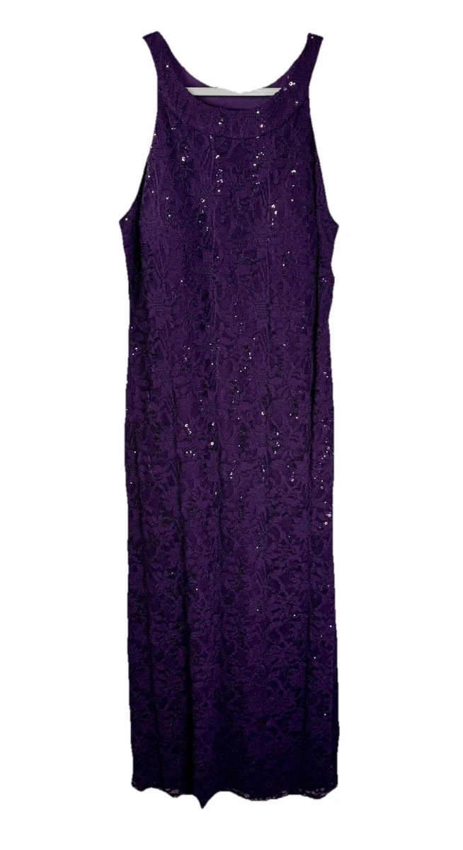 plum lace long dress MACloth Mermaid Long Sleeve Lace Jersey Prom Dress Purple Formal Gown Purple / Above Knee / US2