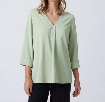 Bluse grün 36 Damen Basic Bluse 3/4-Ärmel mit Umschlag schilf UVP: 59,99  5.6370