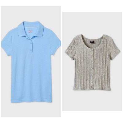 Cat & Jack New Art Class Blue Pique Polo Gray Top Bundle Size s 6 / 6X