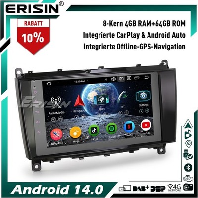8-Kern 64GB Android 16 Autoradio DAB+GPS Navi Mercedes CLK-Klasse W209 C209 A209