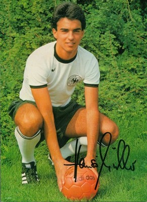 Super rare autograph Hansi Müller DFB national team 1980s Hugo Matthaes Verl