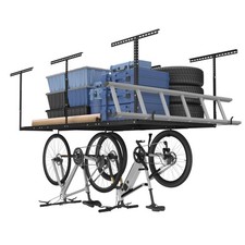 4x8 Overhead Garage Storage Rack w/Hooks Adjustable Ceiling Storage Rack