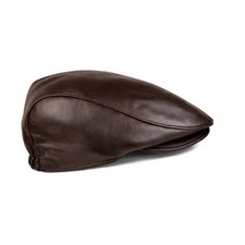 Real Leather Flat Cap – Classic Newsboy Driving Hat for Men and Women