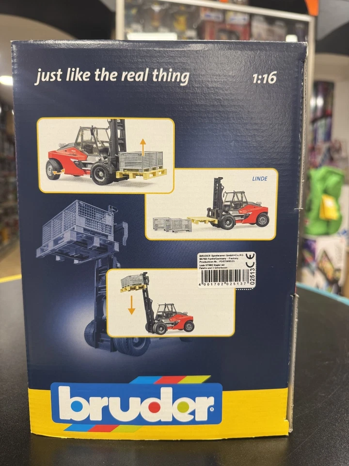 BRUDER  02513 - scala 1:16 - CARRELLO ELEVATORE LINDE HT160S - NUOVO - SIGILLATO - Immagine 4 di 4