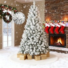 5 ft Snow Flocked Artificial Christmas Tree Pinecone Xmas Tree 600 Branch Tips