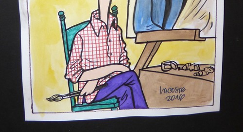 Artista cubano VICTOR MANUAL/Dibujo firmado por LACOSTE de la galería de carteles cubana - Imagen 4 de 5
