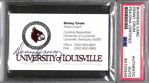 Signed Denny Crum Business Card Autographed 2x* Final Four 4 Champs HOF Auto PSA