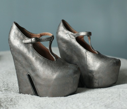 Jeffrey Campbell Havana Last Platform Mary Jane "Teez" Stitch Silver SZ 7 M RARE - Picture 4 of 19