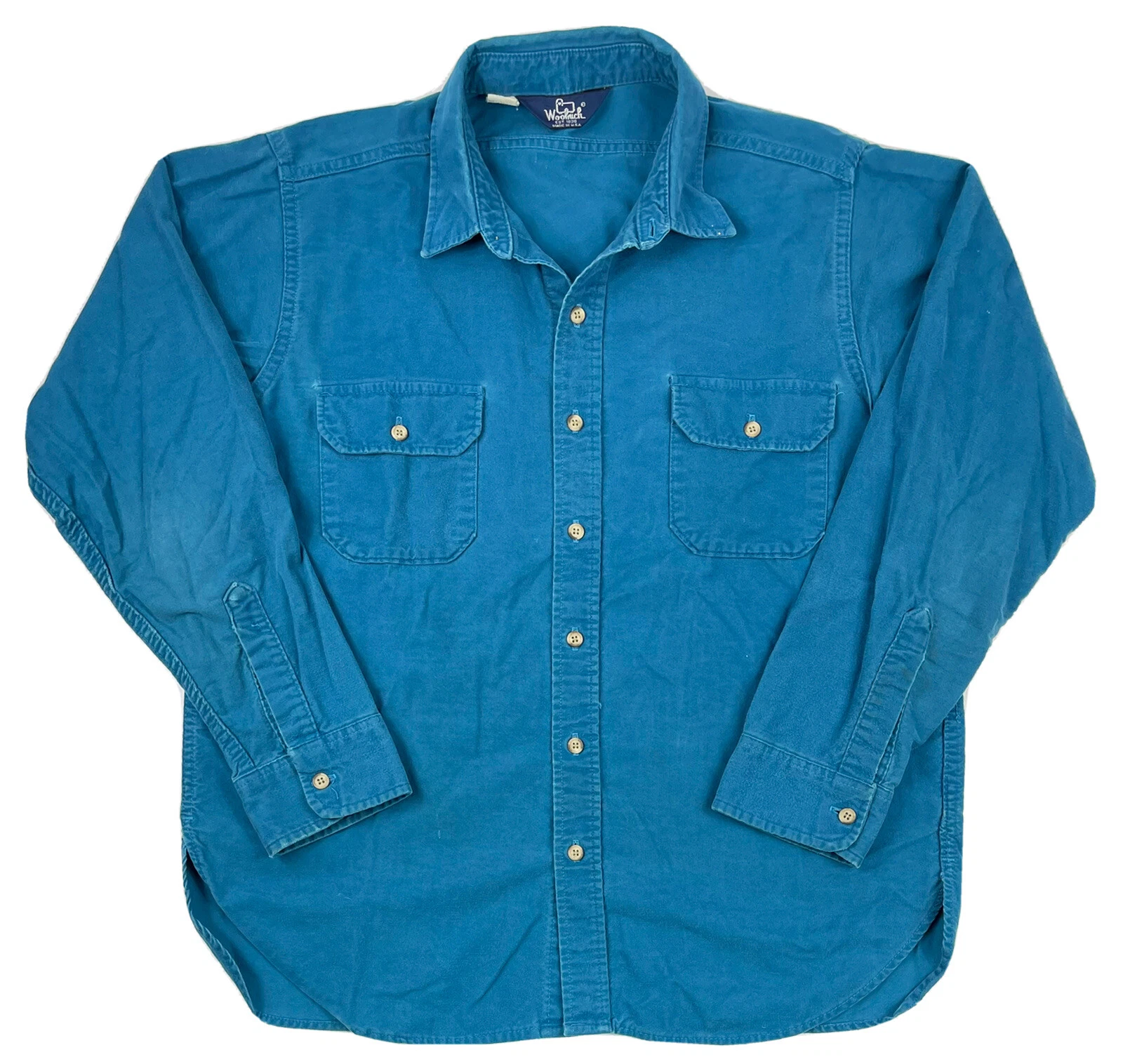 VTG Woolrich Mens 90s Chamois Flannel Outdoor Guide Shirt Hunting Blue USA XL