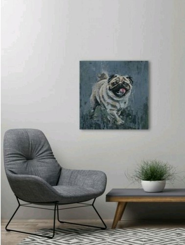 Marmont Hill 18"" x 18"" lona pintura pug hermoso arte impresionante amante del perro - Imagen 4 de 5