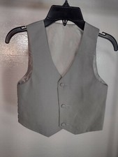NO BRAND Sleeveless V Neck Button Up Suit Vest-6-Gray