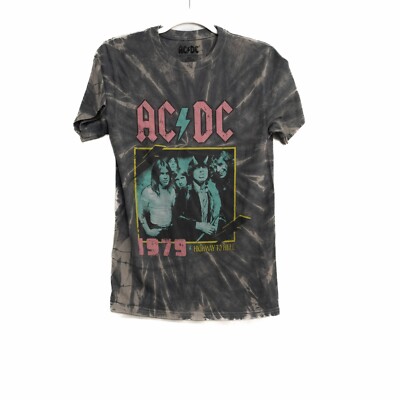 ACDC 1979 Highway To Hell Mens Gray White T-Shirt Short Sleeve Crew Neck S