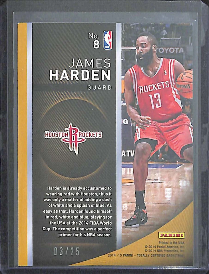 2014-15 Panini Totally Certified Gold Certified Excellence #8 James Harden - Image 2 of 2