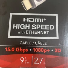 HDMI Cable 9 FT Genuine Rocketfish RF-G1168 High Speed With Ethernet Gray