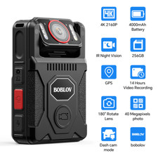 BOBLOV M7Pro 4K GPS Body Camera 256GB 180  Rotate Lens 4000mAh Security Guard