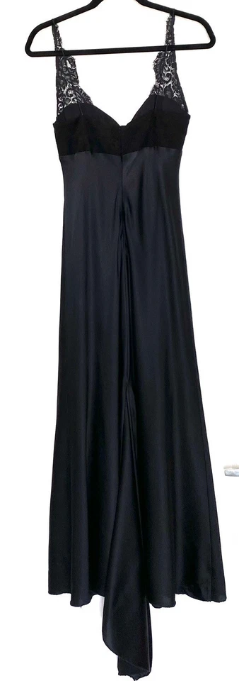 Vestido Falda NICOLE MILLER Colección Negro Gamuza Cuero y Encaje Satinado con Tren 4 Foto 2 de 4