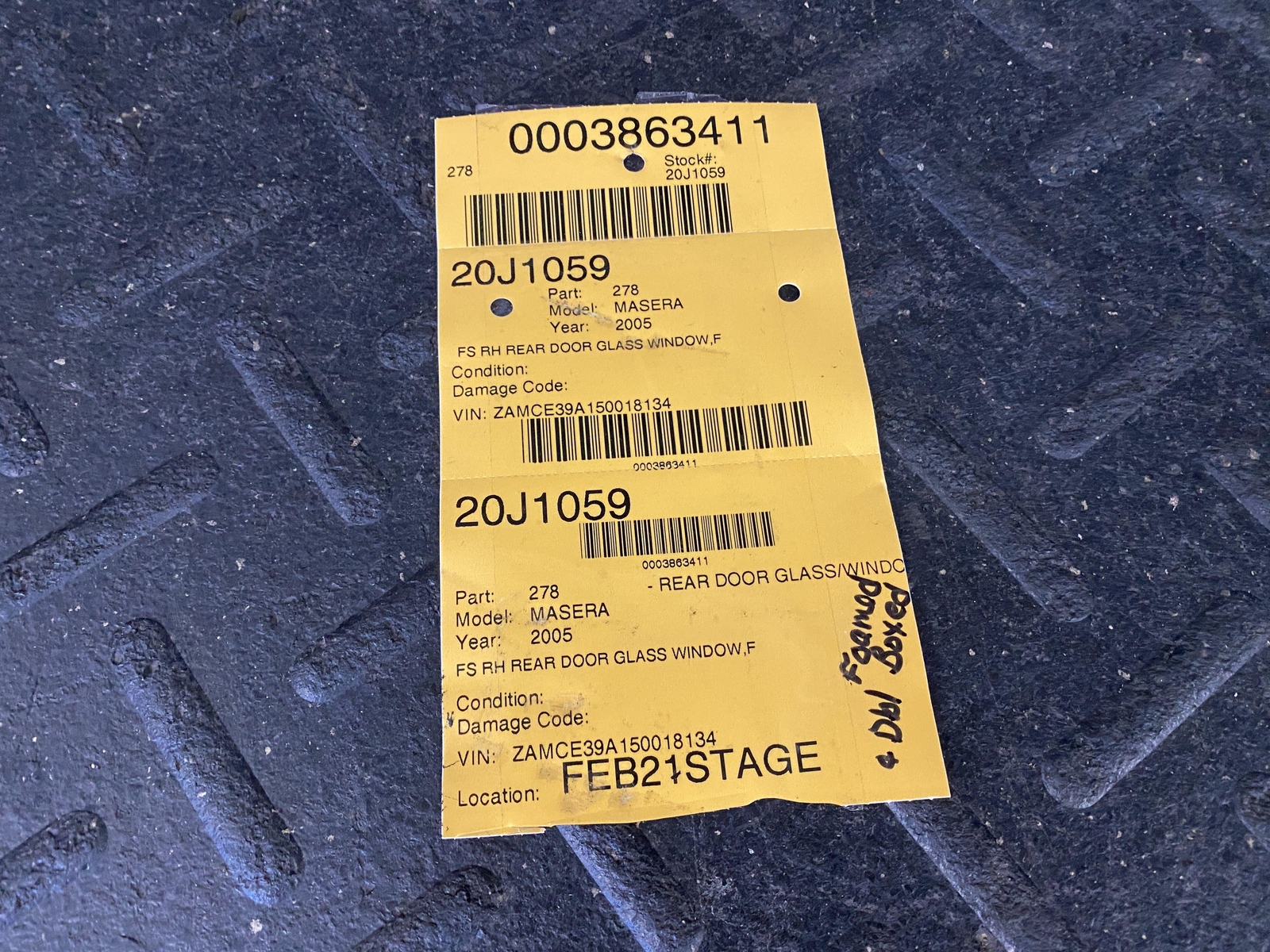 03-13 MASERATI QUATTROPORTE REAR PASSENGER RIGHT DOOR GLASS WINDOW 43R001596