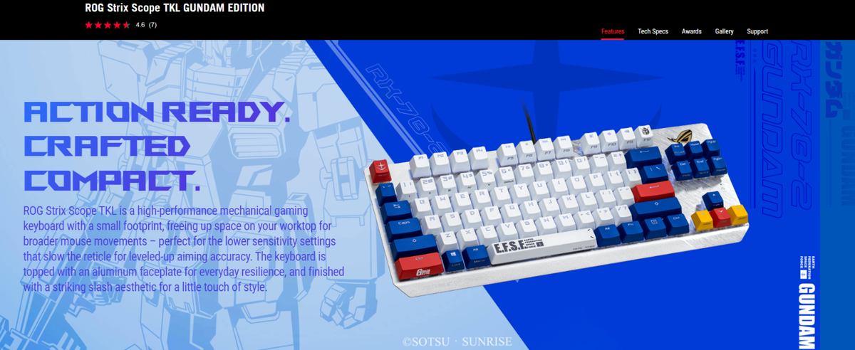 ASUS ROG STRIX SCOPE TKL Gundam Edition Mechanical Keyboard