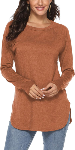 Women'S Casual Batwing Long Sleeve T Shirt round Neck Basic Loose Tunic Tops - Picture 10 of 12