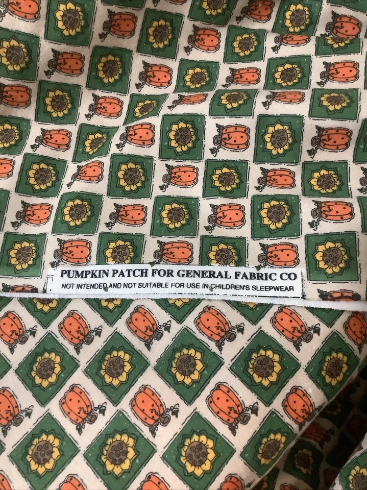 Vintage Flannel Pumpkin Patch Fabric For General Co 2 Yards x 44” W Soft Green - Image 3 of 4